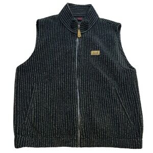 VTG Marker Fleece Vest Made in USA Mens Large Gray Ribbed Grizzly Ski Outdoor
